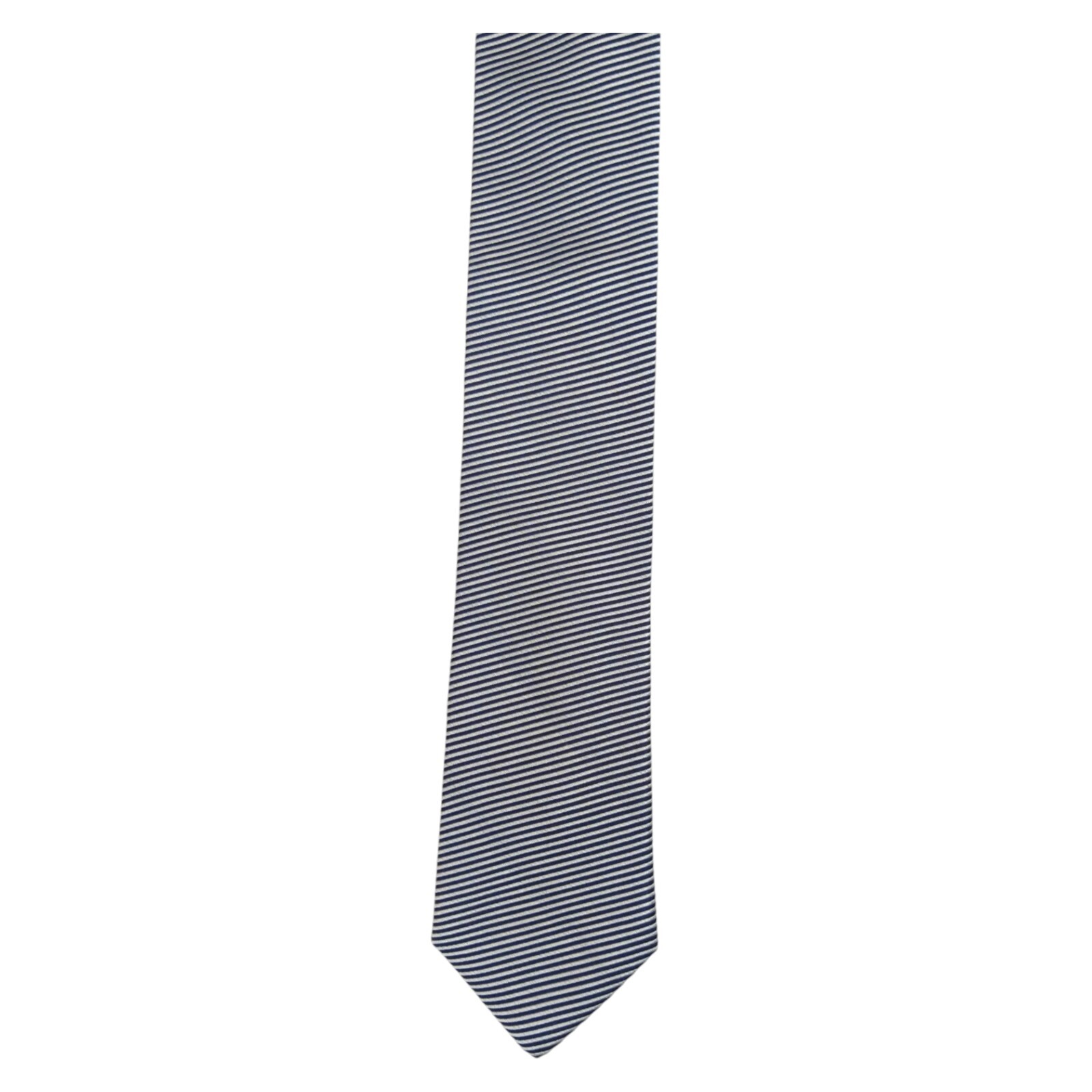 NAUTICA Mens Silk Tie Silver Navy Stripes Woven 2.75 Slim Designer Dress Necktie