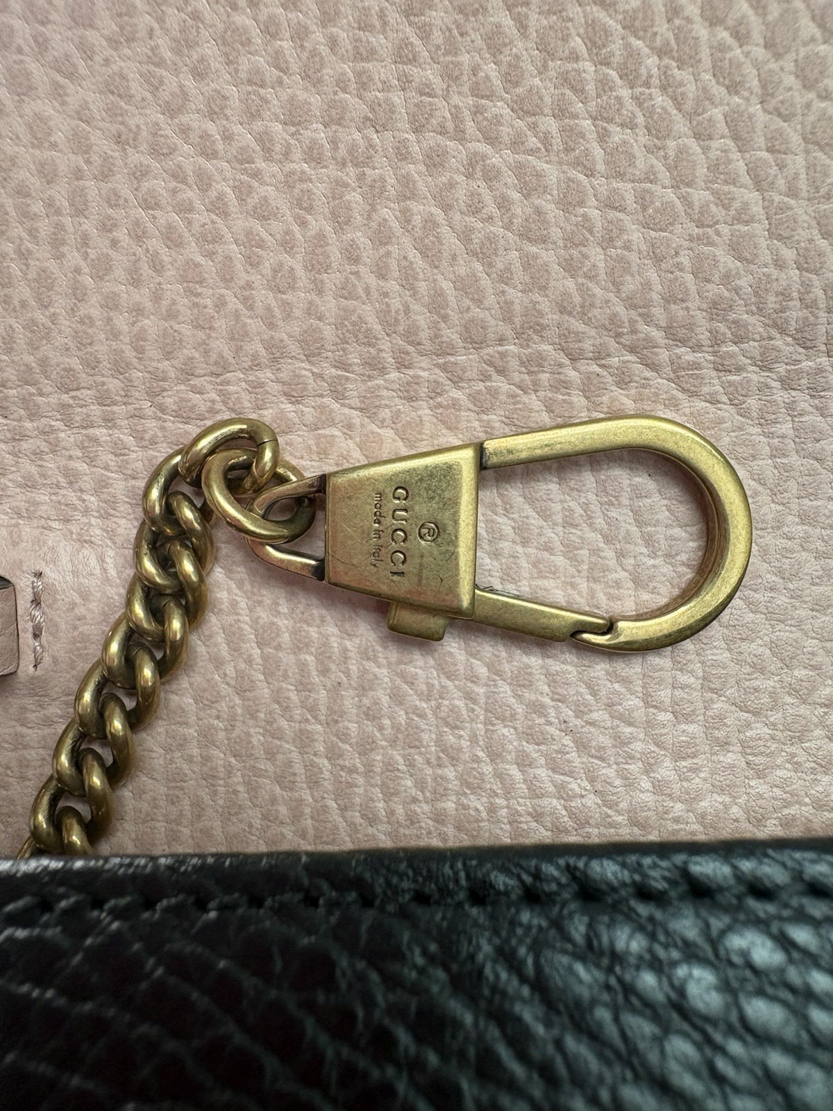 Gucci Marmont Bow Black Leather Clutch Wallet On Chain Gold GG Crossbody Bag