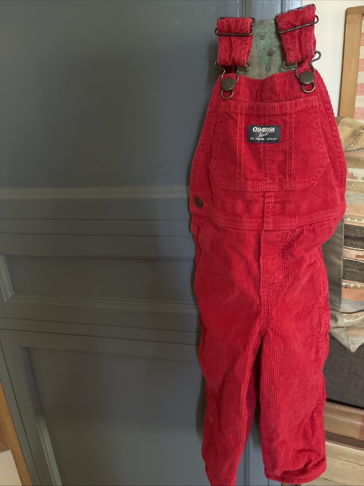 OshKosh B’gosh Red Corduroy Overall One-Piece 100% Cotton 3T Vintage