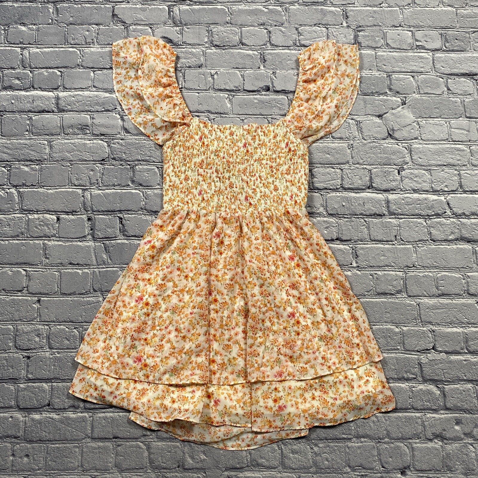 Altard State Ivory Multicolor Floral Dress Smocked Cottagecore Coquette NEW $74