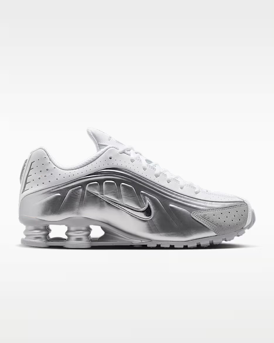 Nike Shox R4 SE Metallic Silver White Grey Athletic Sneaker IR5163-001 Men Sizes