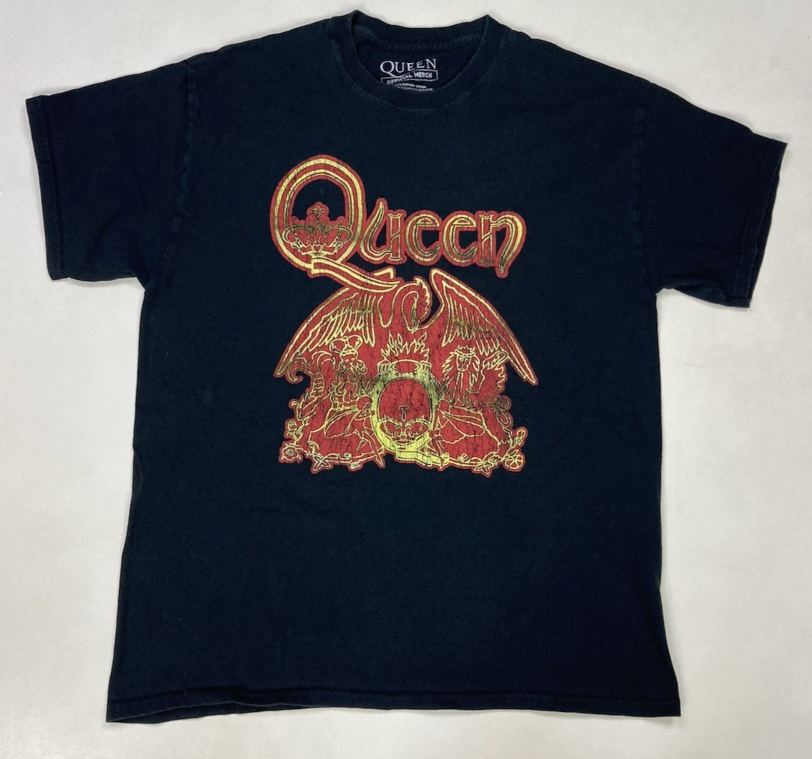 Queen Graphic T-shirt Men Large Black Short Sleeve Music Official Merch