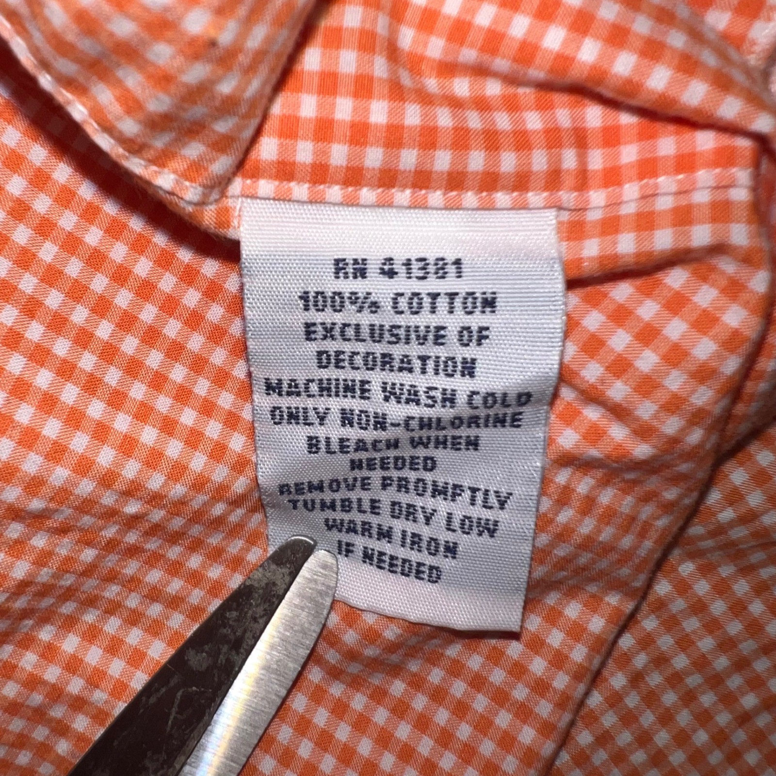 Ralph Lauren Mens Gingham Button Down Shirt Orange White Cotton Small RN41381