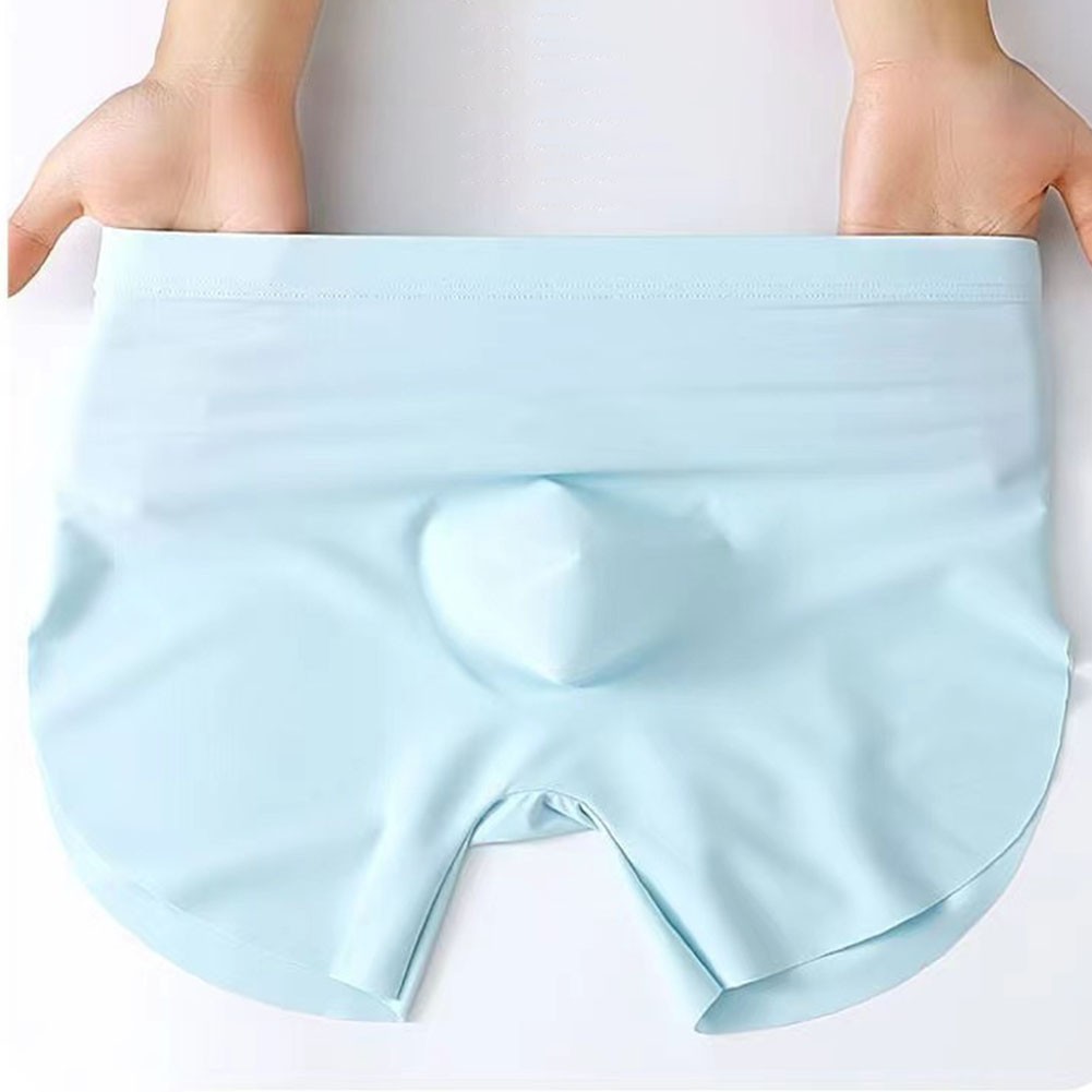 Men Soft Breathable Seamless Boxer Underwear Trunks with Ball Pouch for Perfect