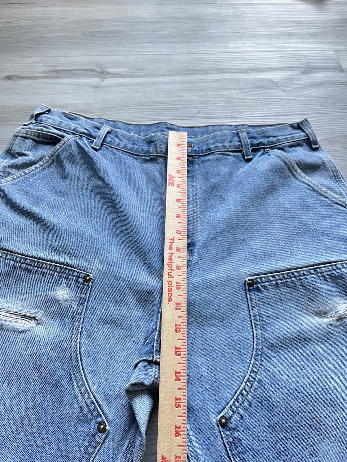 Vintage 2001 Carhartt B73 DST Double Knee Light Wash Jeans – 36×31 MADE IN USA