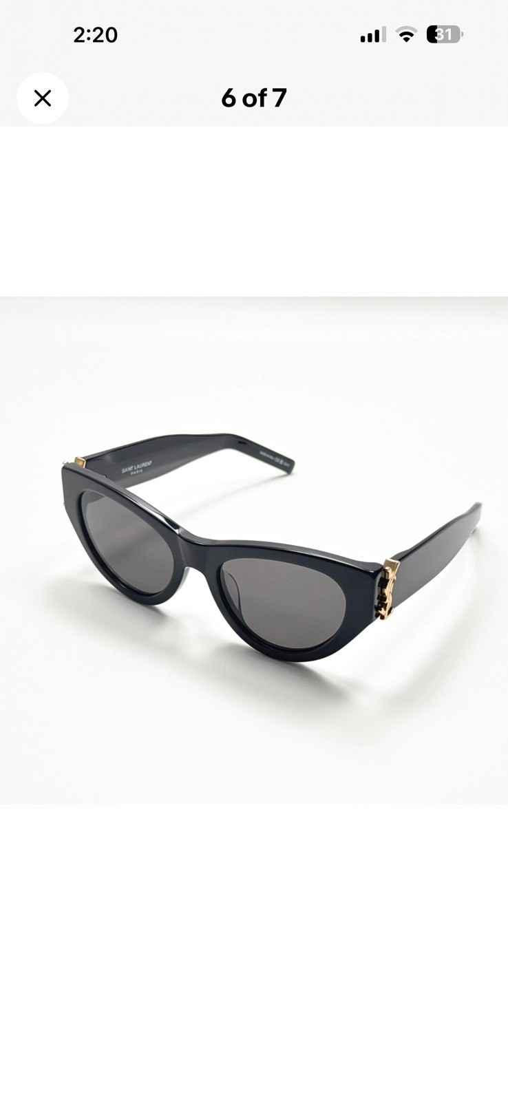 Saint Laurent SL M94 Cat Eye Sunglasses Black Frame 53-20-145 Made in Italy