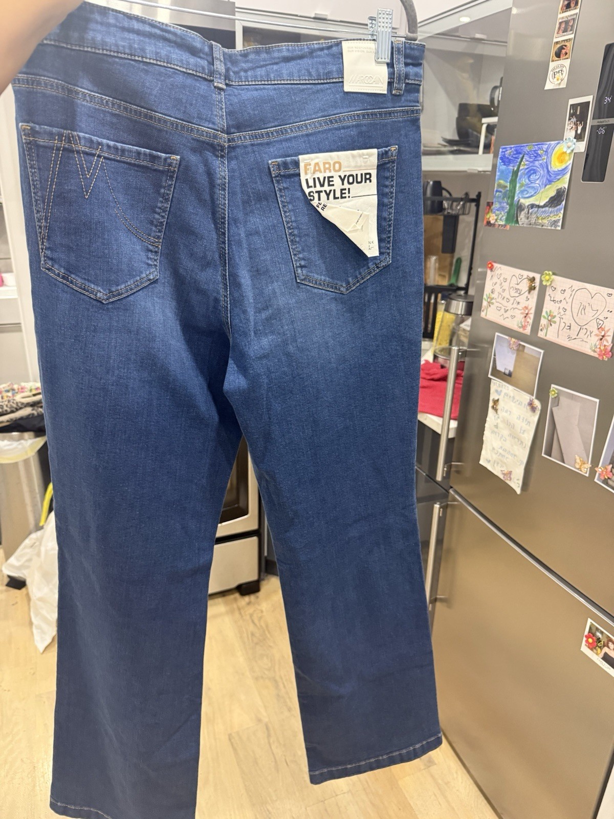 Marc Cain Blue Denim Straight Jeans N 6 Regular Rise 5-Pocket Button Logo