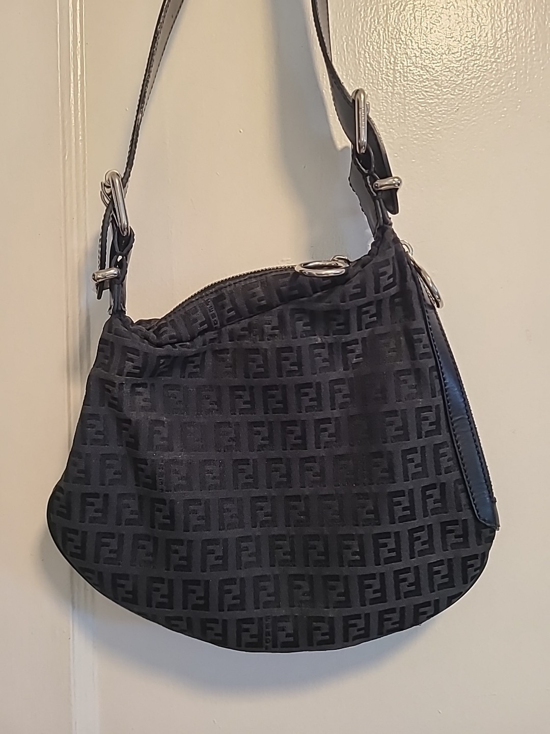 fendi zucca oyster printed hobo handbag