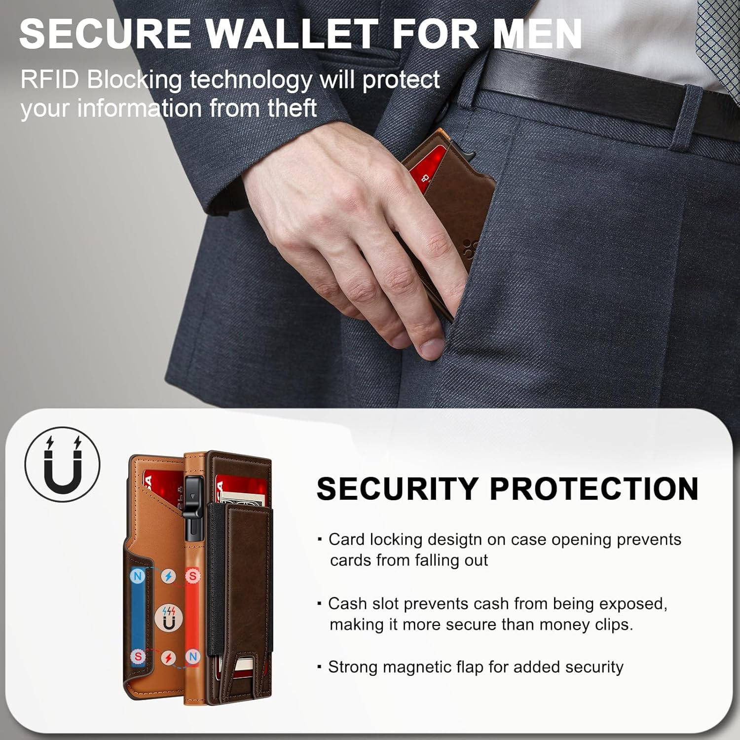 Wallet for Men Wallet with Slim Pop up Card Holder 9-13 Cards, Bifold Minimalist