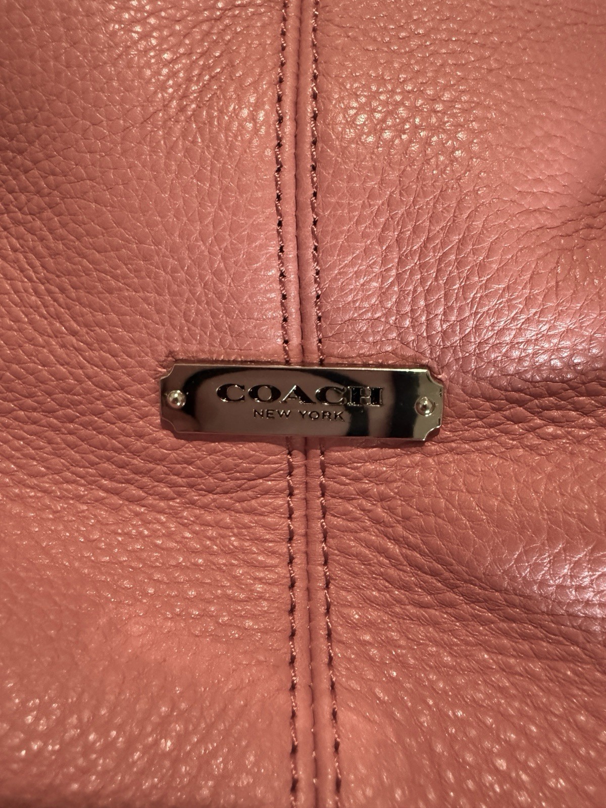 Authentic Coach Avery Pebbled Leather Hobo Bag, F23309, Coral/Sienna, Pre-Owned
