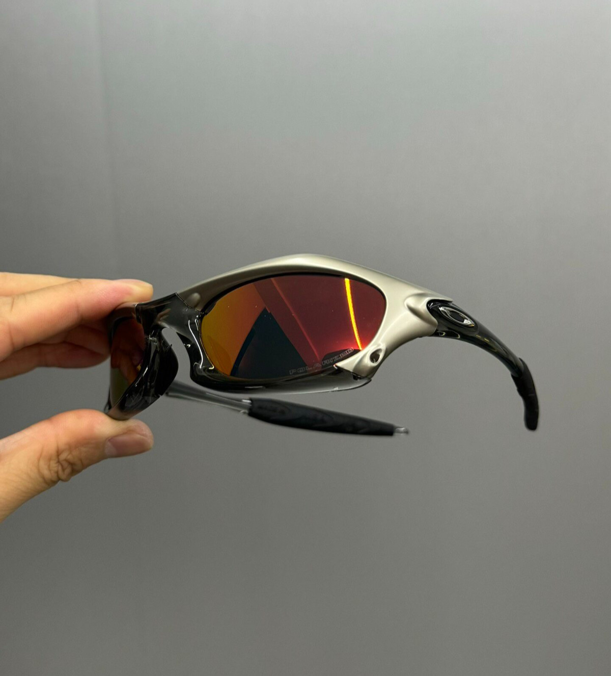 Vintage Y2K Oakley Splice Polarized Sunglasses Red Lenses Mixed Material Frame