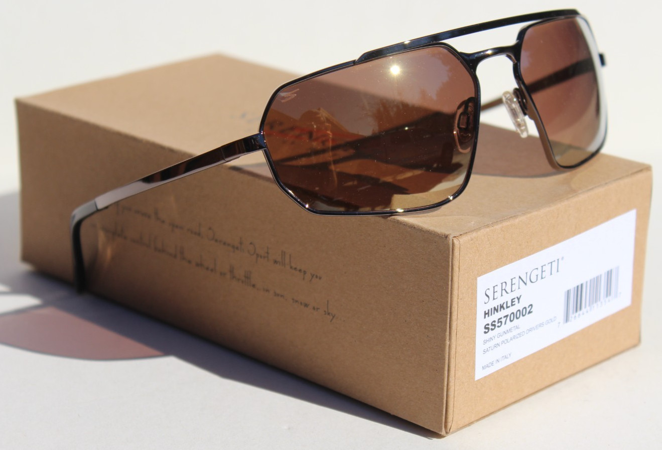 SERENGETI Hinkley POLARIZED Sunglasses Gunmetal/Saturn Drivers Gold SS570002 NEW