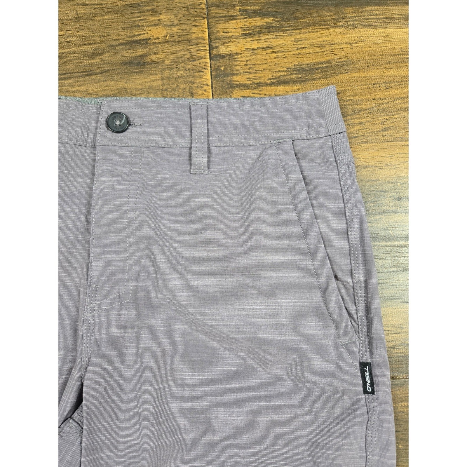 ONeill Hybrid Walk Shorts Mens 30 Purple Grey Slub Stretch Quick Dry Boardshorts