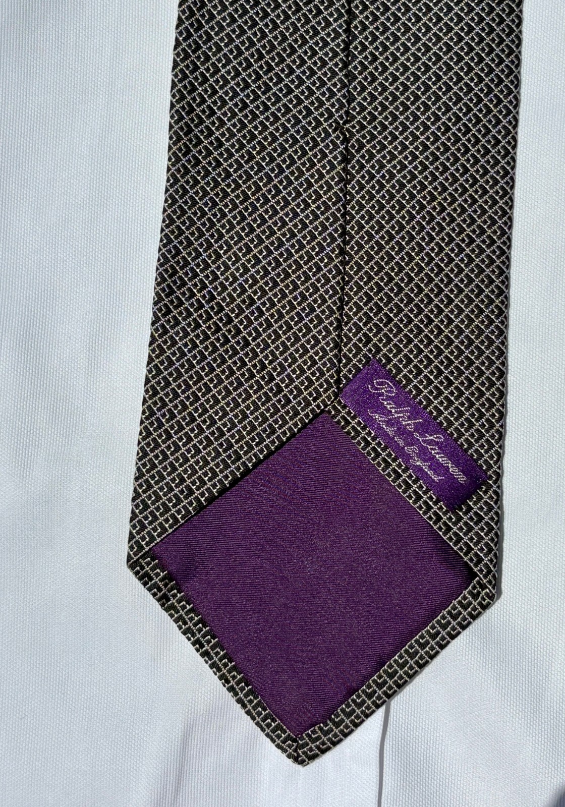 Ralph Lauren Purple Label Blue & Silver Woven Silk Tie – England – $235.00