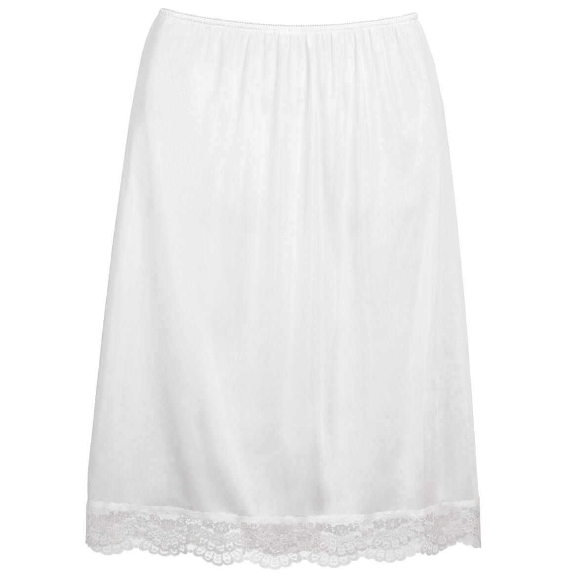 Easy Comforts Style Lace Trimmed Half Slip, White, LG
