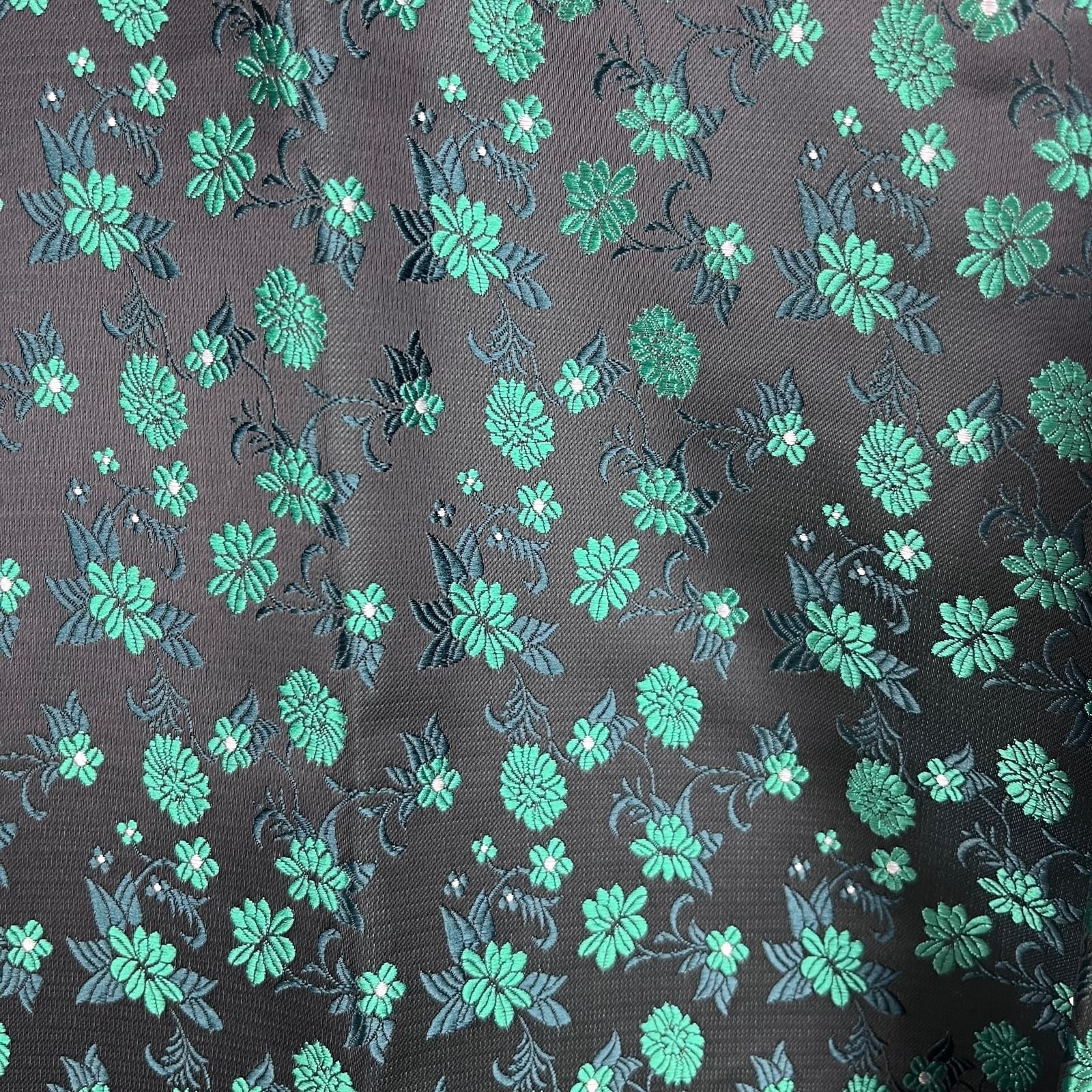 Barry Wang Floral Button Down Shirt Mens XL Black Emerald Green NWT