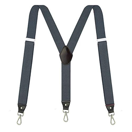 Suspenders for Men, Adjustable Suspenders with Elastic Straps Y-Back Large Grey