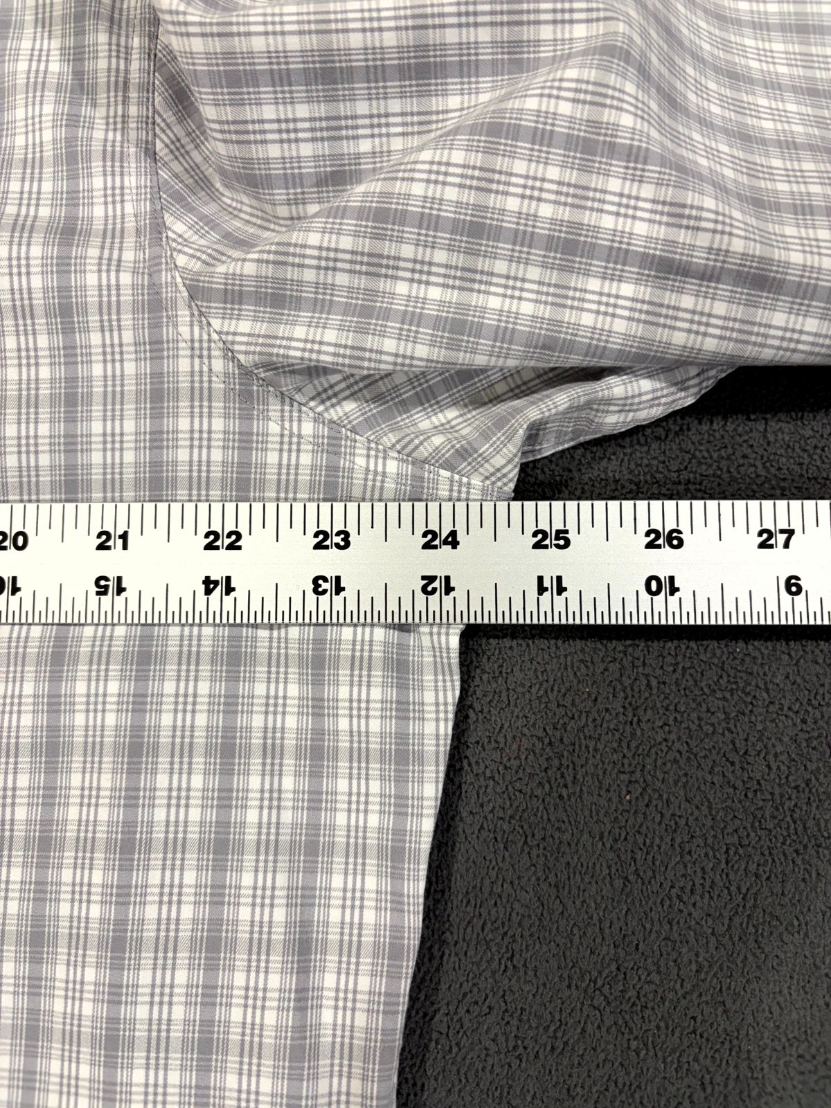 Sonoma Shirt Mens Large Gray Plaid Cotton Stretch Pleated Performance Button Up