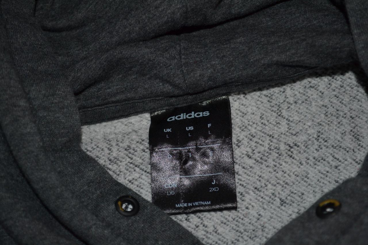 34175 Adidas Hoodie Pullover Gray Cotton Polyester Blend Size Large Mens