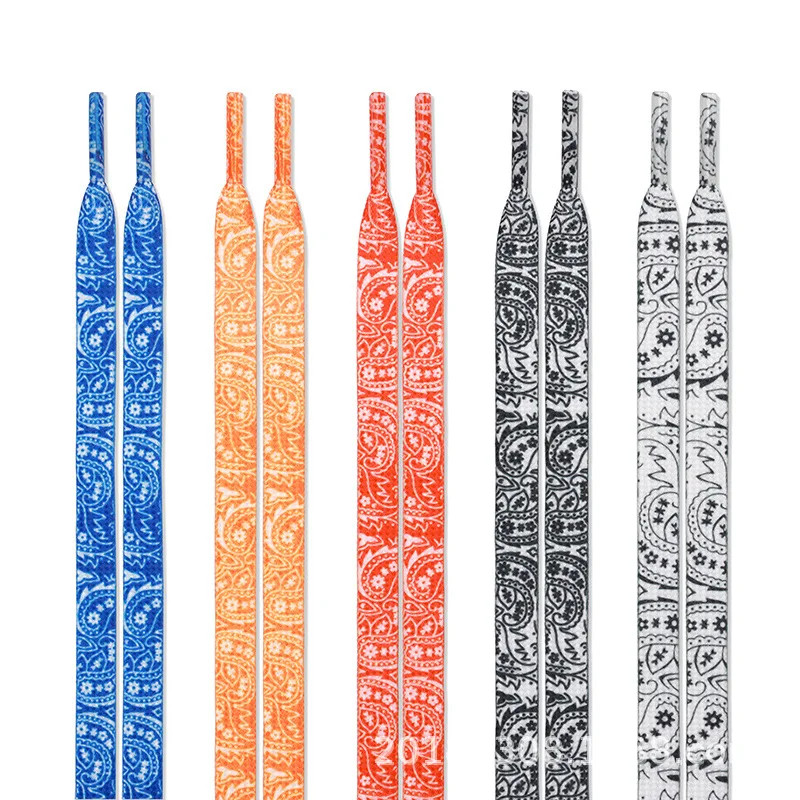 1 Pair Color Cashew Flower Shoelace Flat Shoelaces for Sneakers Creative Gradien