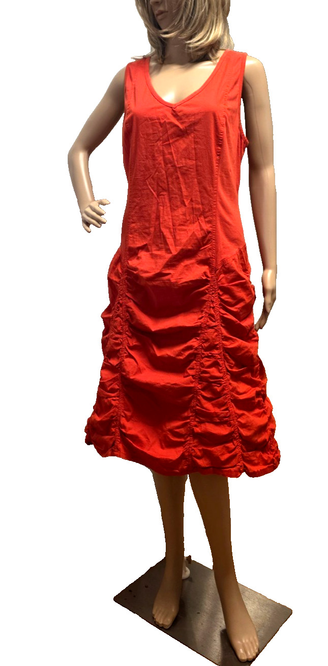 XCVI Sleeveless Tunic Ruched Midi Bubble Cotton Parachute Dress 3135 sz L New