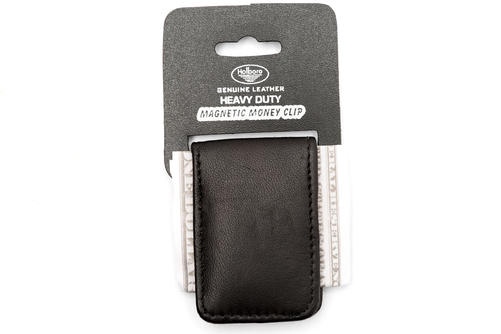 Men’s New Genuine Leather Strong Magnetic Money Clip Black