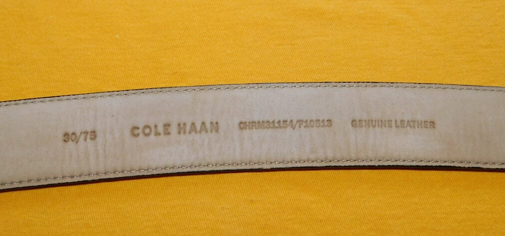 MEN’S COLE HAAN LIGHT BROWN GENUINE PERFORATED LEATHER BELT SIZE 30/75cm..