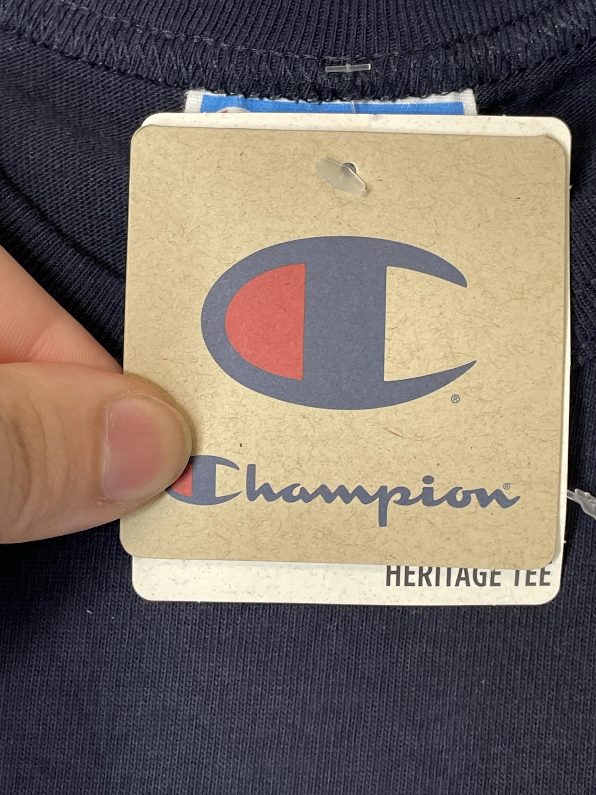 Champion Shirt Mens Small Navy Big Logo Heritage Tee Heavyweight Graphic GT19