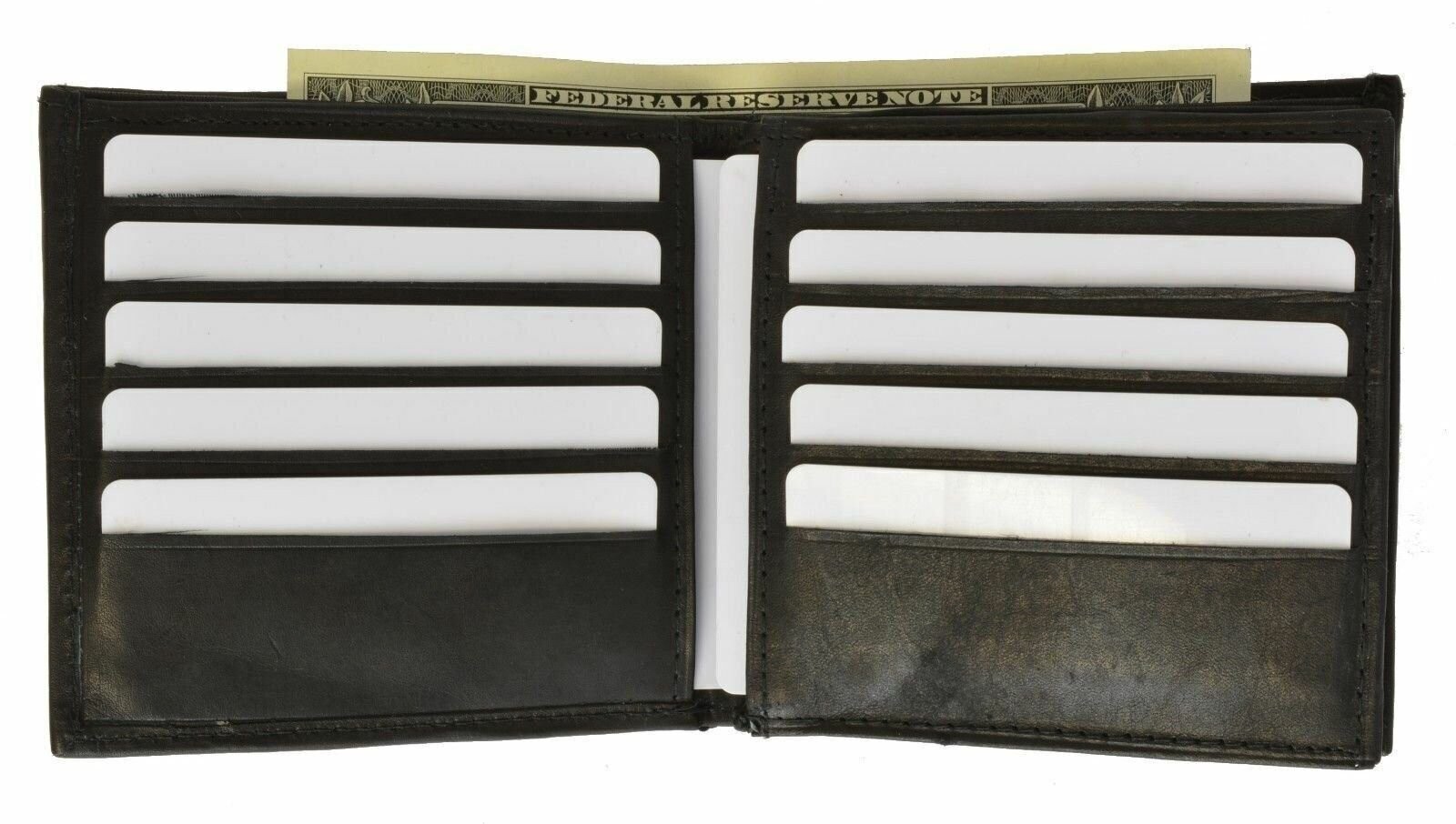 Men’s Black Genuine Leather Wallet with 16 Credit Card Slots/ ID Slot by Marshal