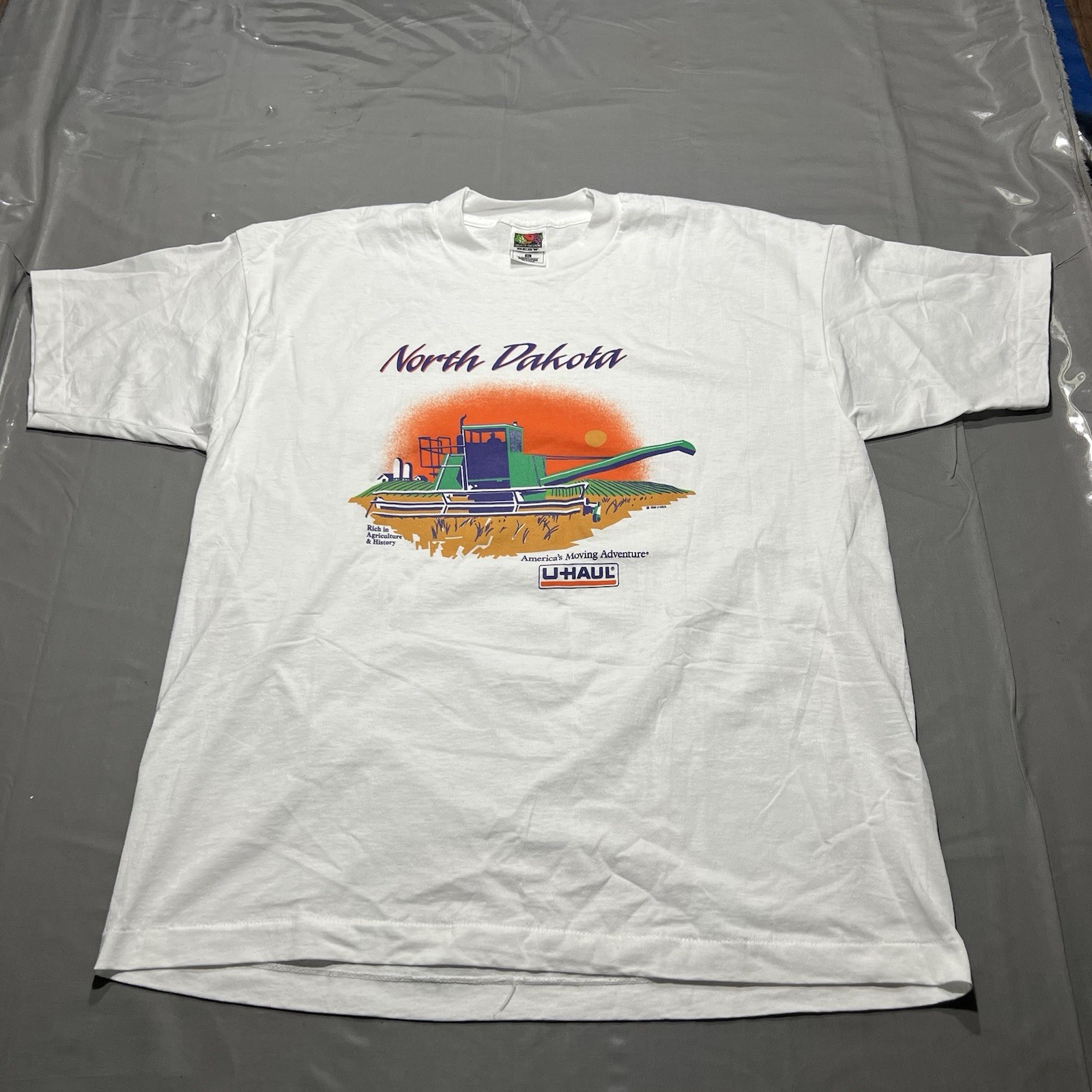 Vintage 1988 North Dakota Graphic U-Haul T-Shirt White Size XL