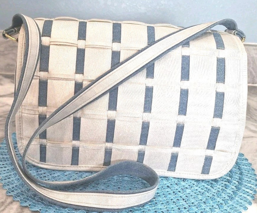 TangoBag Denim/Canvas Silver Organizer Multi Pocket Crossbody Handbag