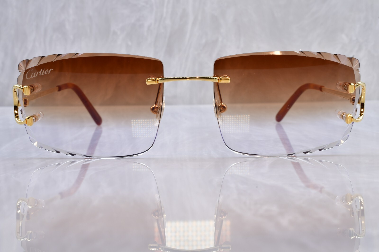 Cartier big c diamond cut lenses wood horn trivex Sunglasses ct0092o Choc 56