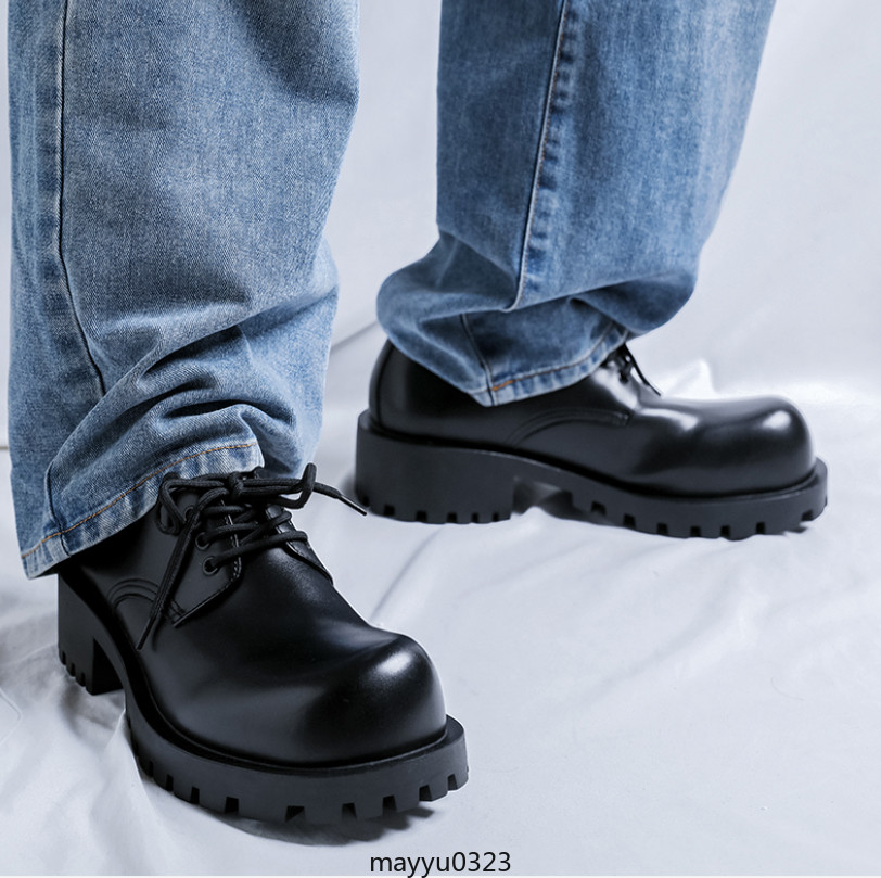 Men’s Dress Formal Derby Lace Up Round Toe Casual Platform Chunky Heel Shoes New