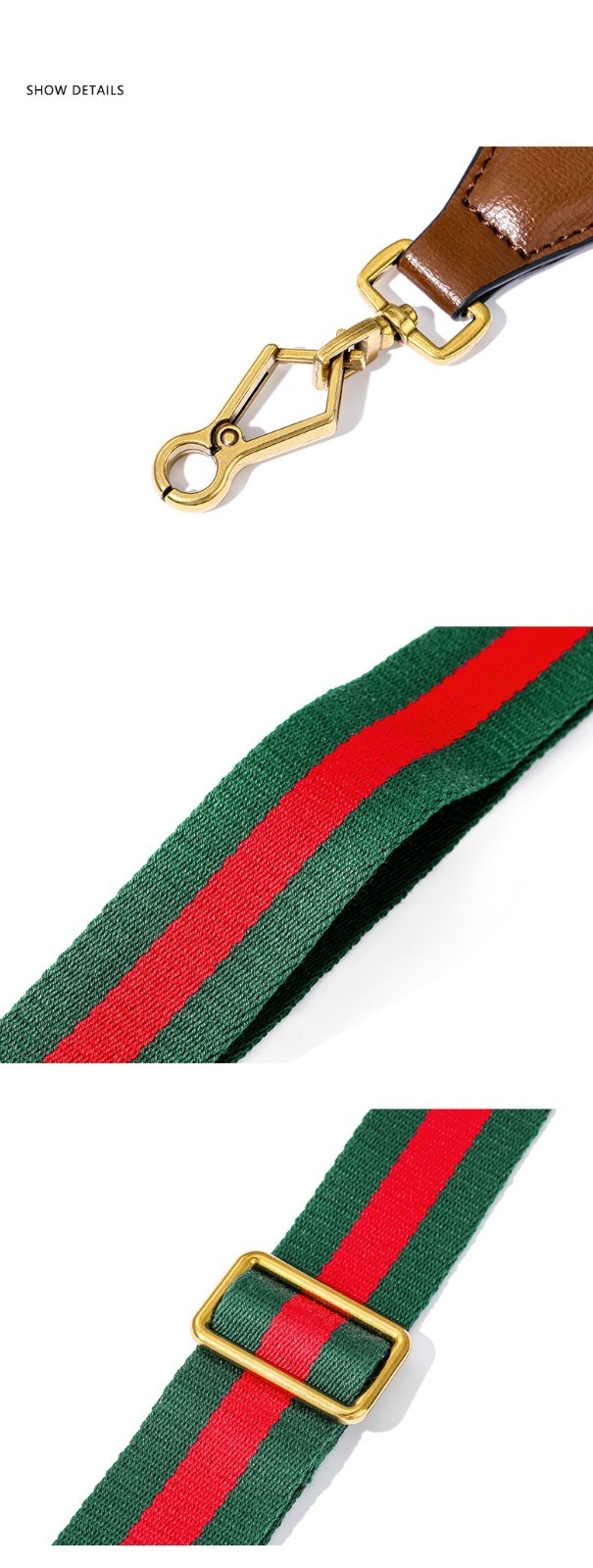 Purse Strap No Brand For Gucci 1955 GG Horsebit Red Green Replacement Strap