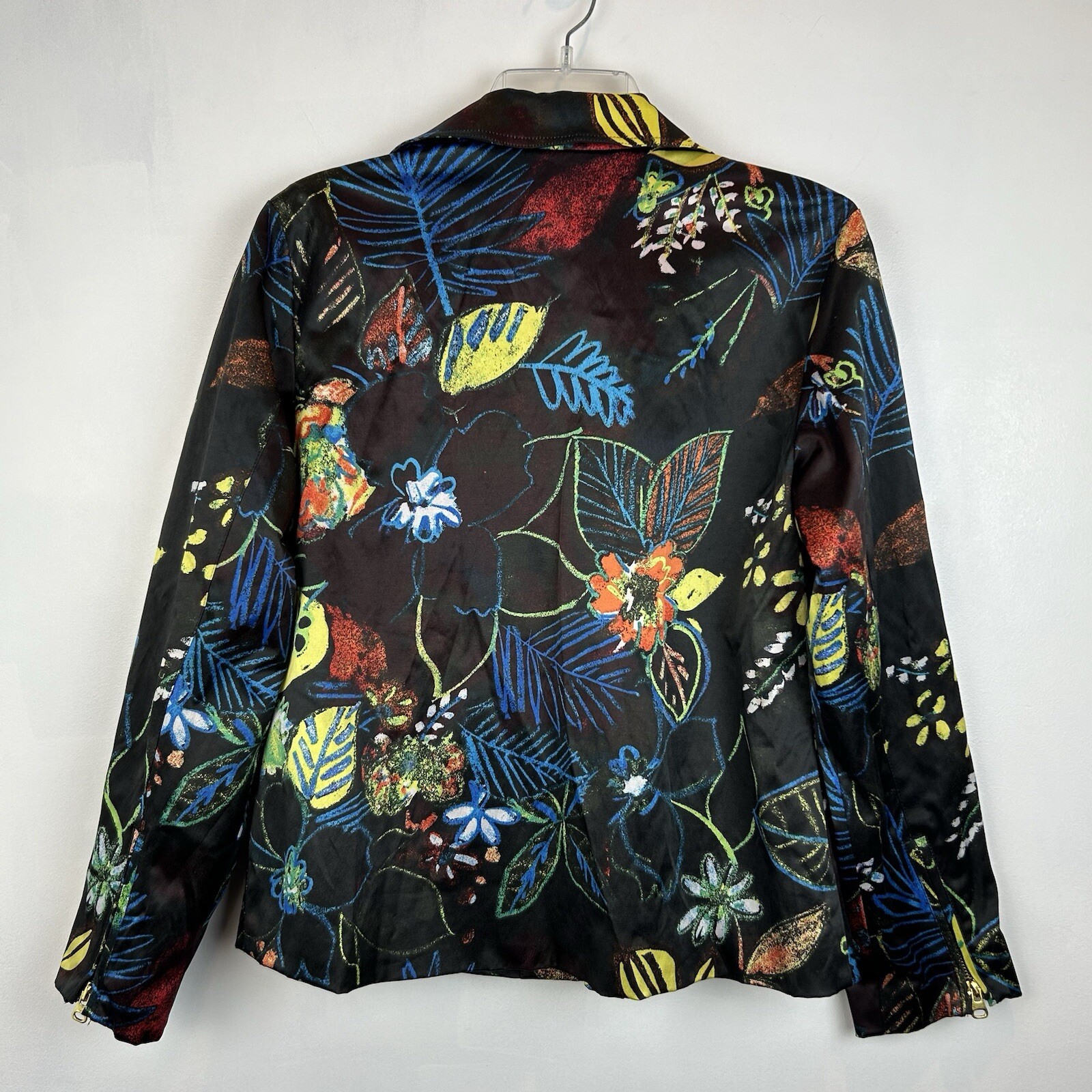 Statement Blazer Womens Medium Jacket 1 Art to Wear Moto Zip Artsy Colorful New