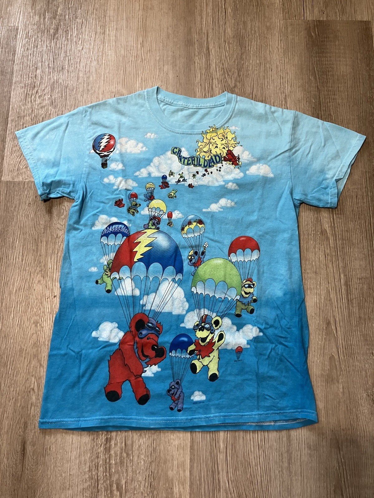 Vintage Grateful Dead Parachute Bears Liquid Blue Tie Dye 2000 Shirt Sz. XS
