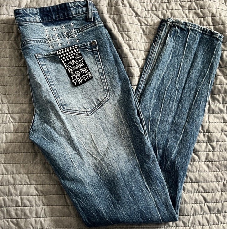 ksubi Van Winkle High Rage Distressed Blue Denim Slim Straight Jeans
