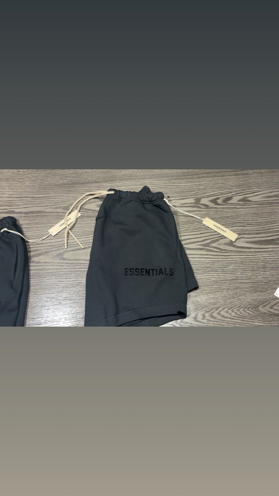 Essentials Men’s Black Solid Sweat Shorts Size L Drawstring Closure Logo