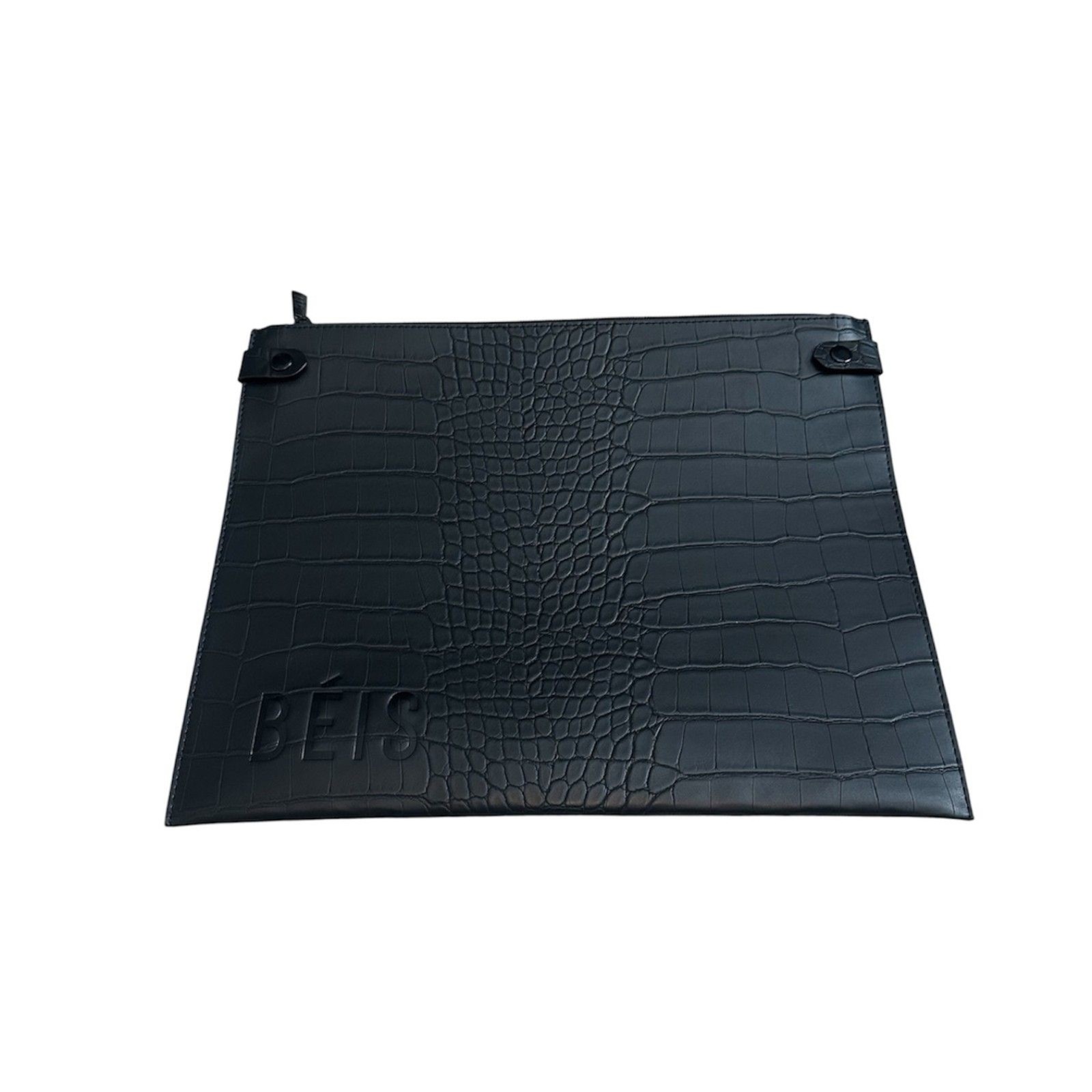 BEIS Croc-Embossed Laptop Sleeve Travel Pouch in Black