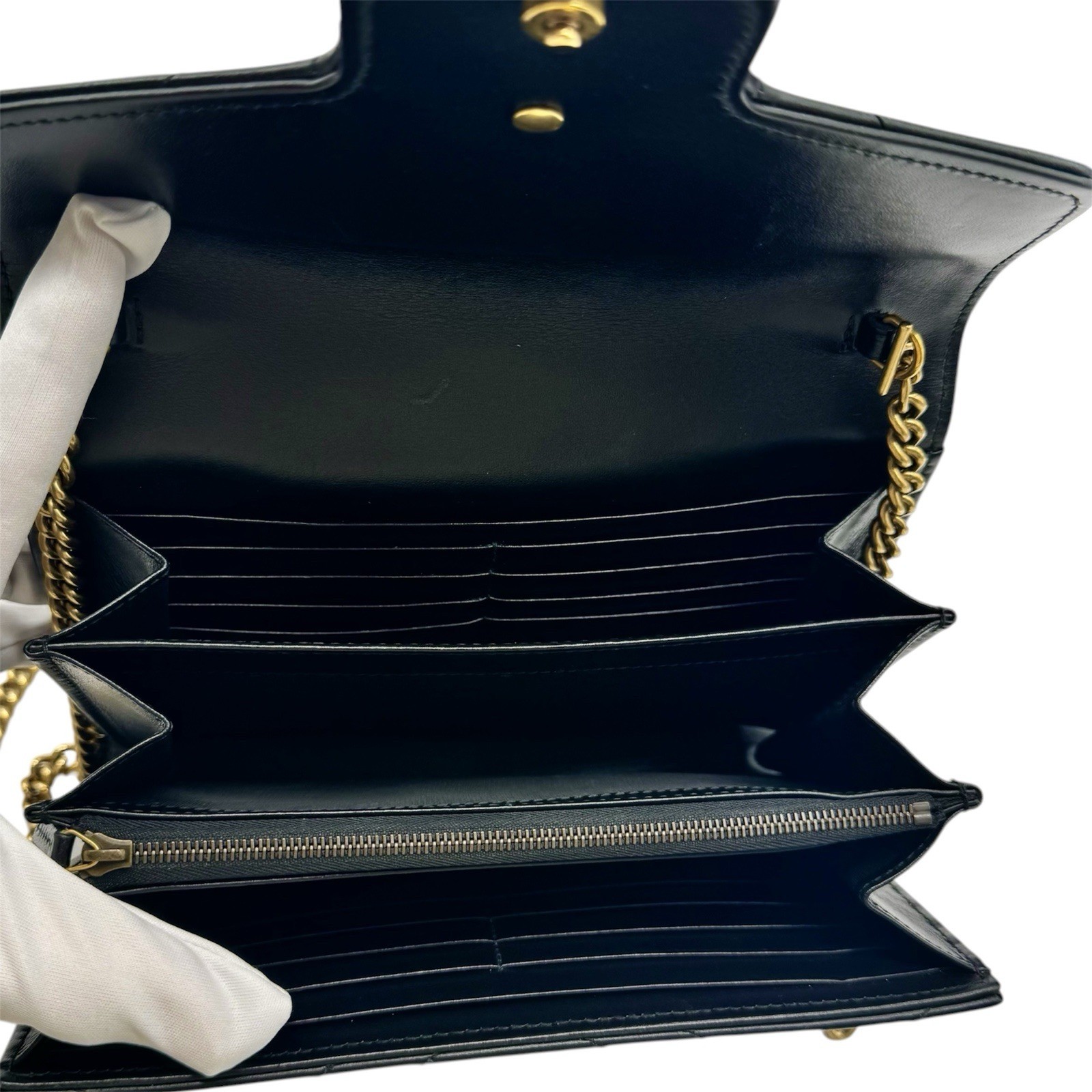 Gucci GG Marmont Chevron Mini Wallet On A Chain Shoulder Bag Retails $1,990