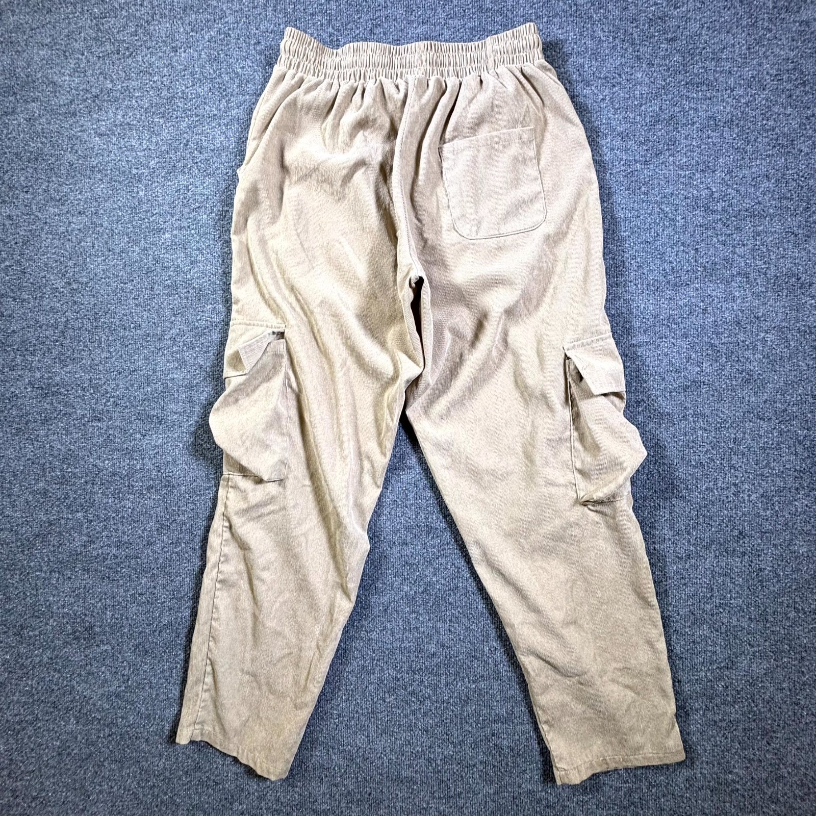 BoohooMAN Cargo Pant Men’s XL Beige Polyester Corduroy Tapered Workwear Stretch