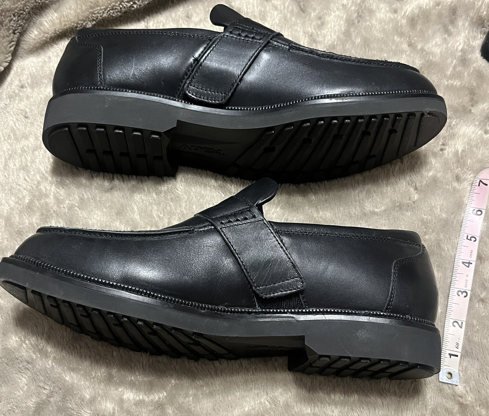 Apex Lexington Slip On Black Leather Comfort Loafers Shoes LT200M Mens11 Wide