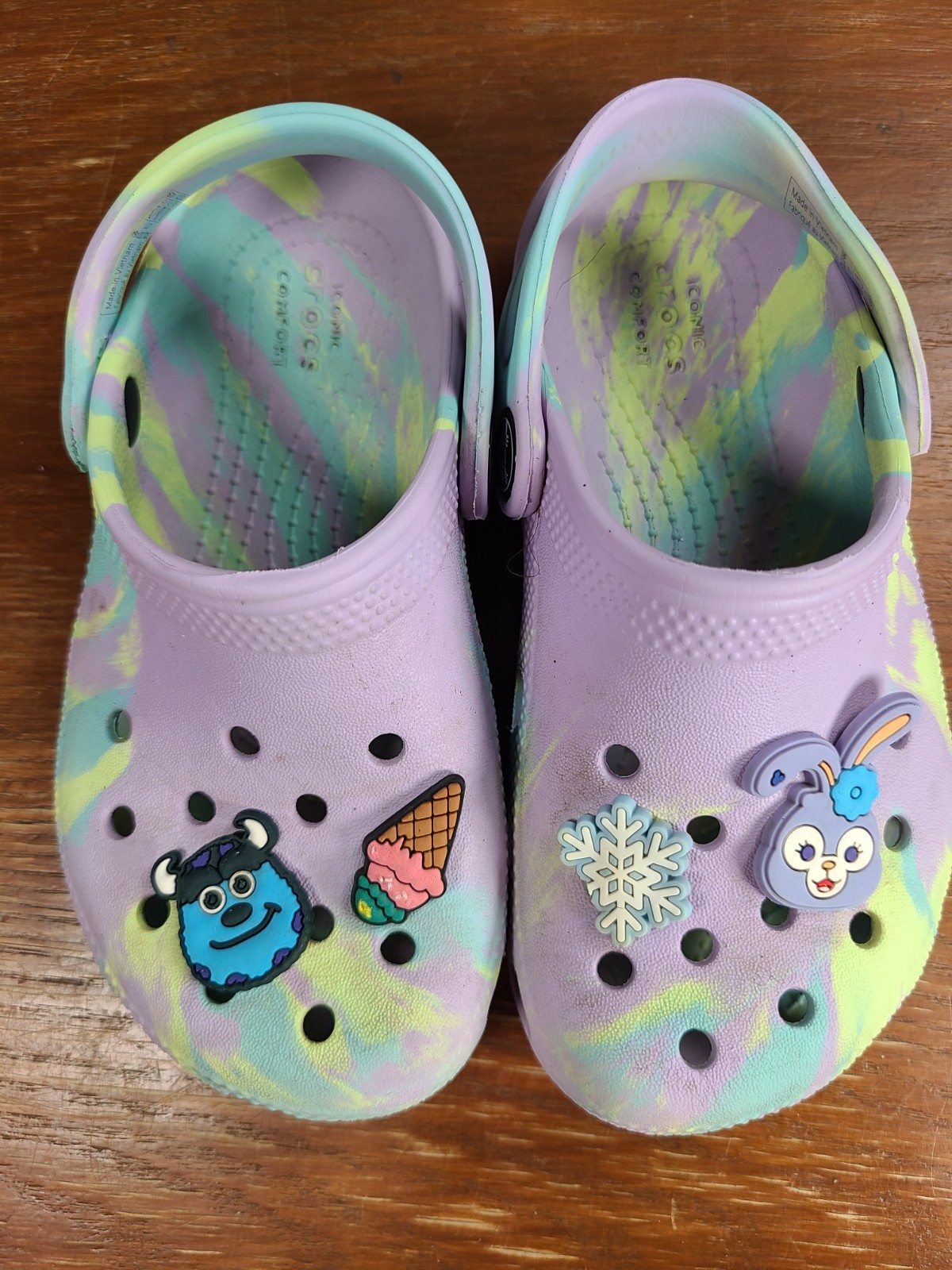 Crocs Classic Purple Marbled Clog Slide Sandals Kids Size C11