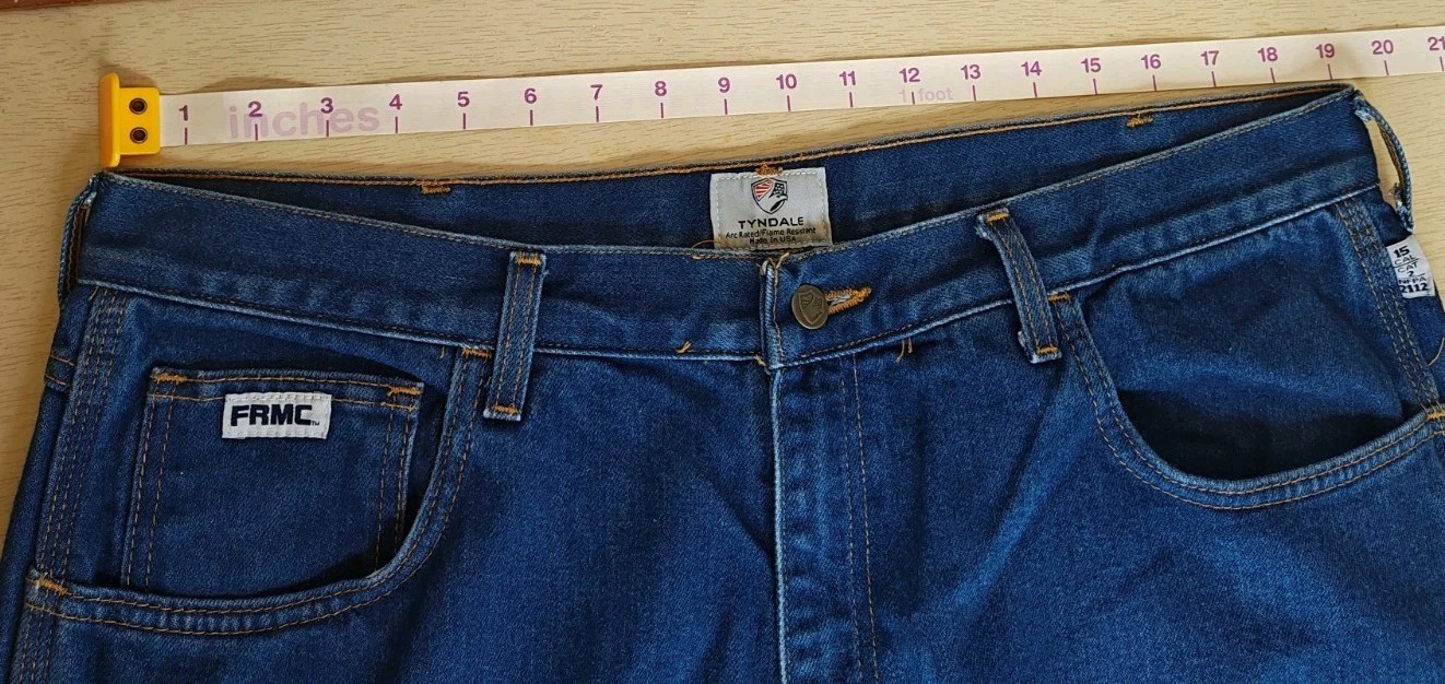 Tyndale FRMC F290T Mens Flame Resistant Jeans 38×31 Blue Work Denim Pants CAT 2