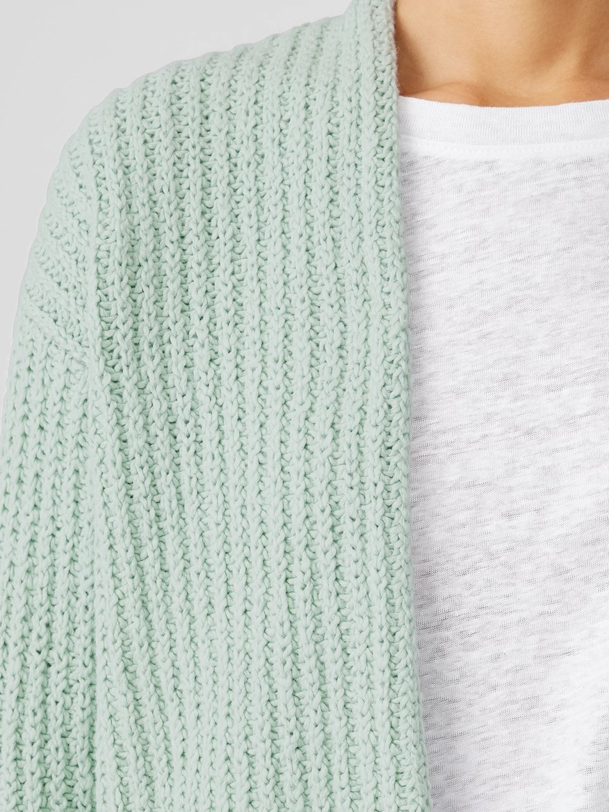 NWT Eileen Fisher Absinthe Peruvian Cotton Crimp Open Cardigan $258 3X