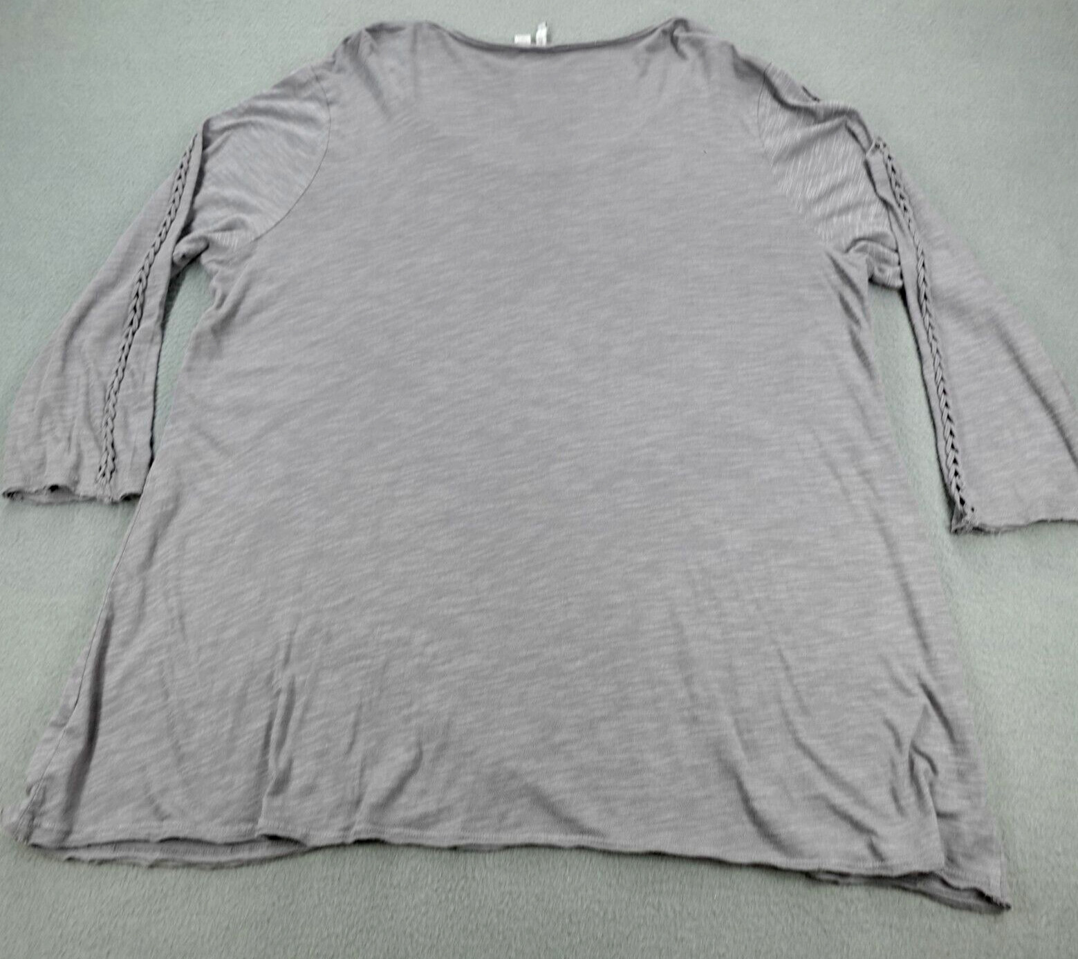 Cato Plus Sportswear Top Women’s Size 8/20W Gray Long Sleeve Bow Front NWT!