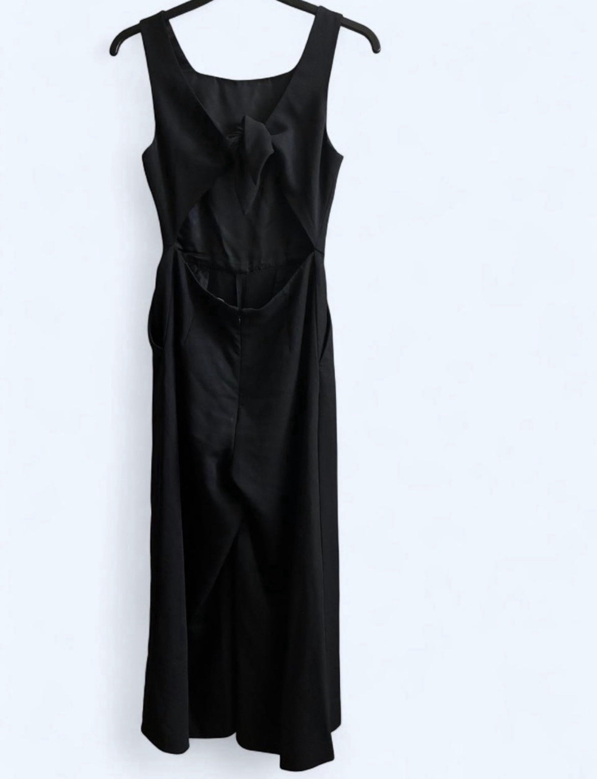 Wilfred Black Sleeveless Square Neck Wide-Leg Polyester Jumpsuit Women’s 8