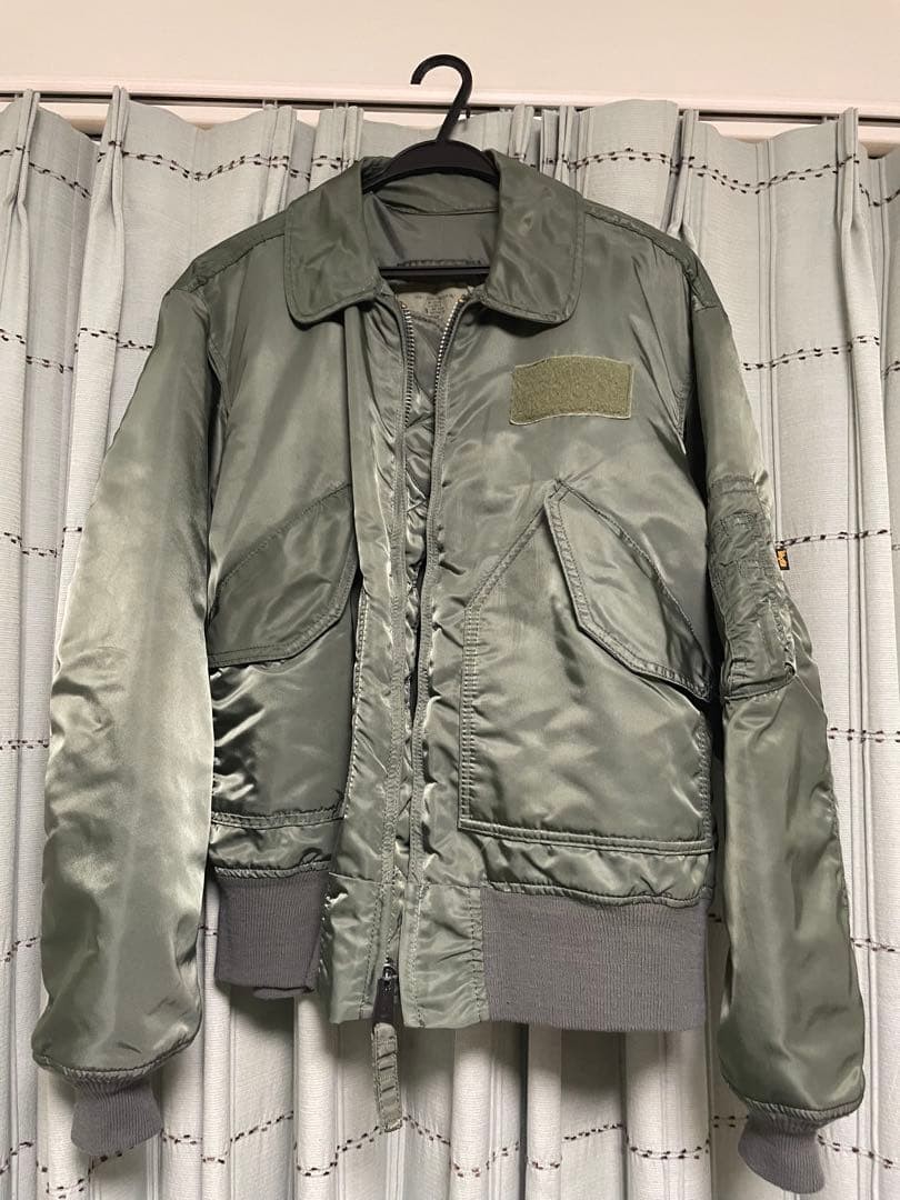 90s ALPHA CWU-45P Flight Jacket M Made in USA Olive Khaki