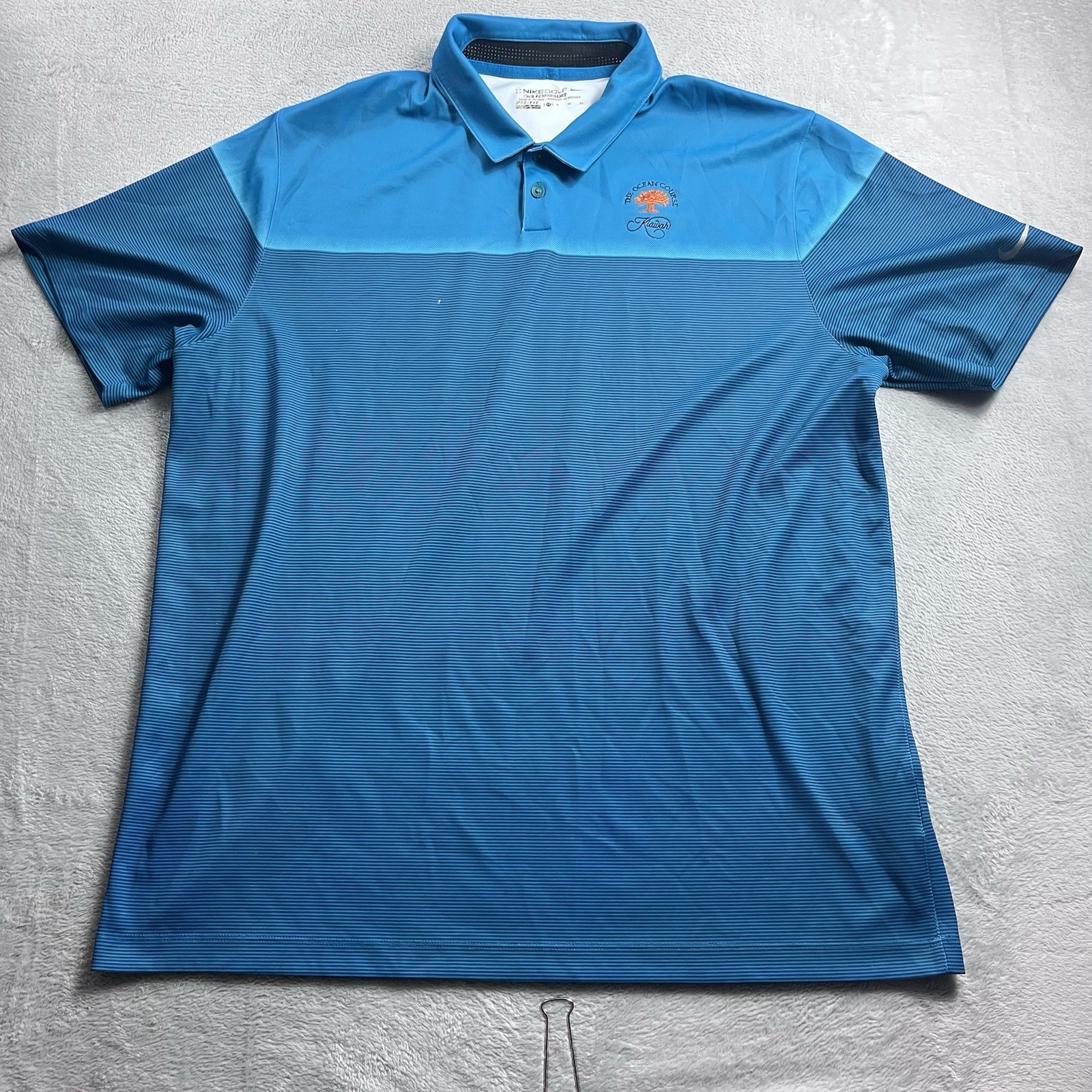 Nike Golf Dri Fit Tour Performance Polo Shirt Mens Blue Ocean Kiawah Golf XL