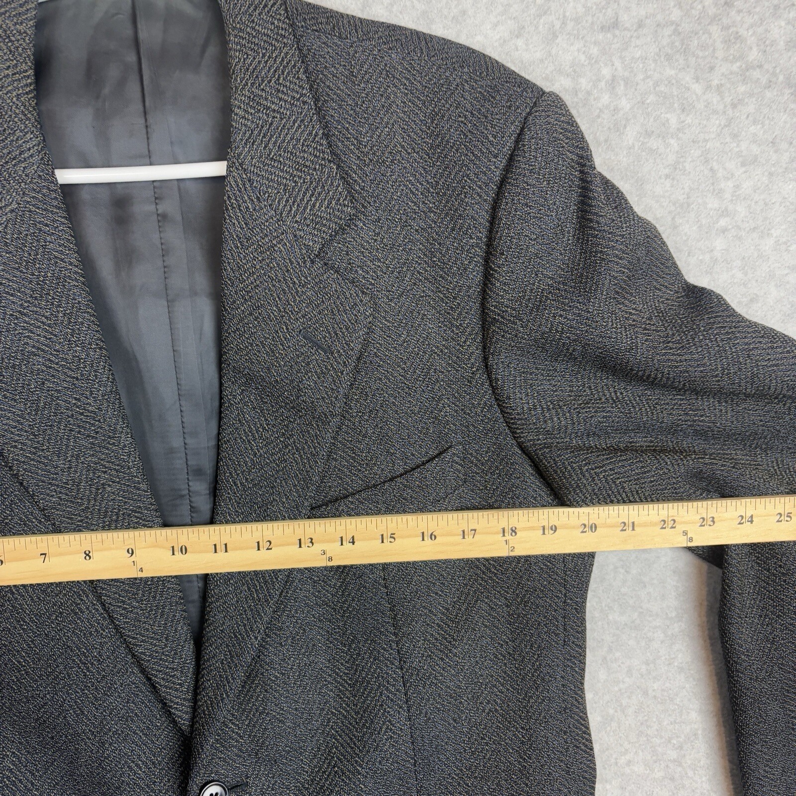 Vintage Corneliani Mens Wool Blazer Size 50R Gray Blue Jacket Made in Italy